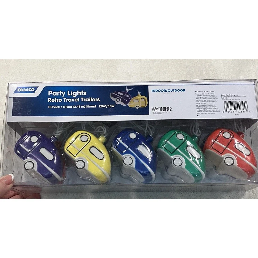 NIB Camco Retro Travel Trailer Party Lights Camper RV Outdoor Decor Lighting